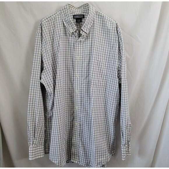 Lands' End Dress Shirt 16 1/2 X 34 Cotton plaid business Casual pocket Office - Picture 3 of 7